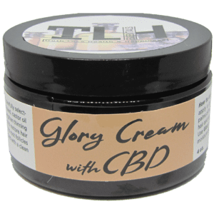 A jar of glory cream with cbd.